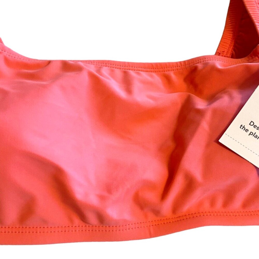 TIME & TRU Large 12-14 Peach Glow Halter Puff Sleeve Bikini TOP NWT - Picture 3 of 8